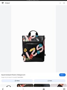 Desigual Black Floral Logo Square Backpack